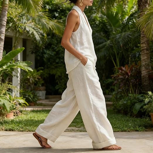 Completo due pezzi con texture in lino - Ainhoa