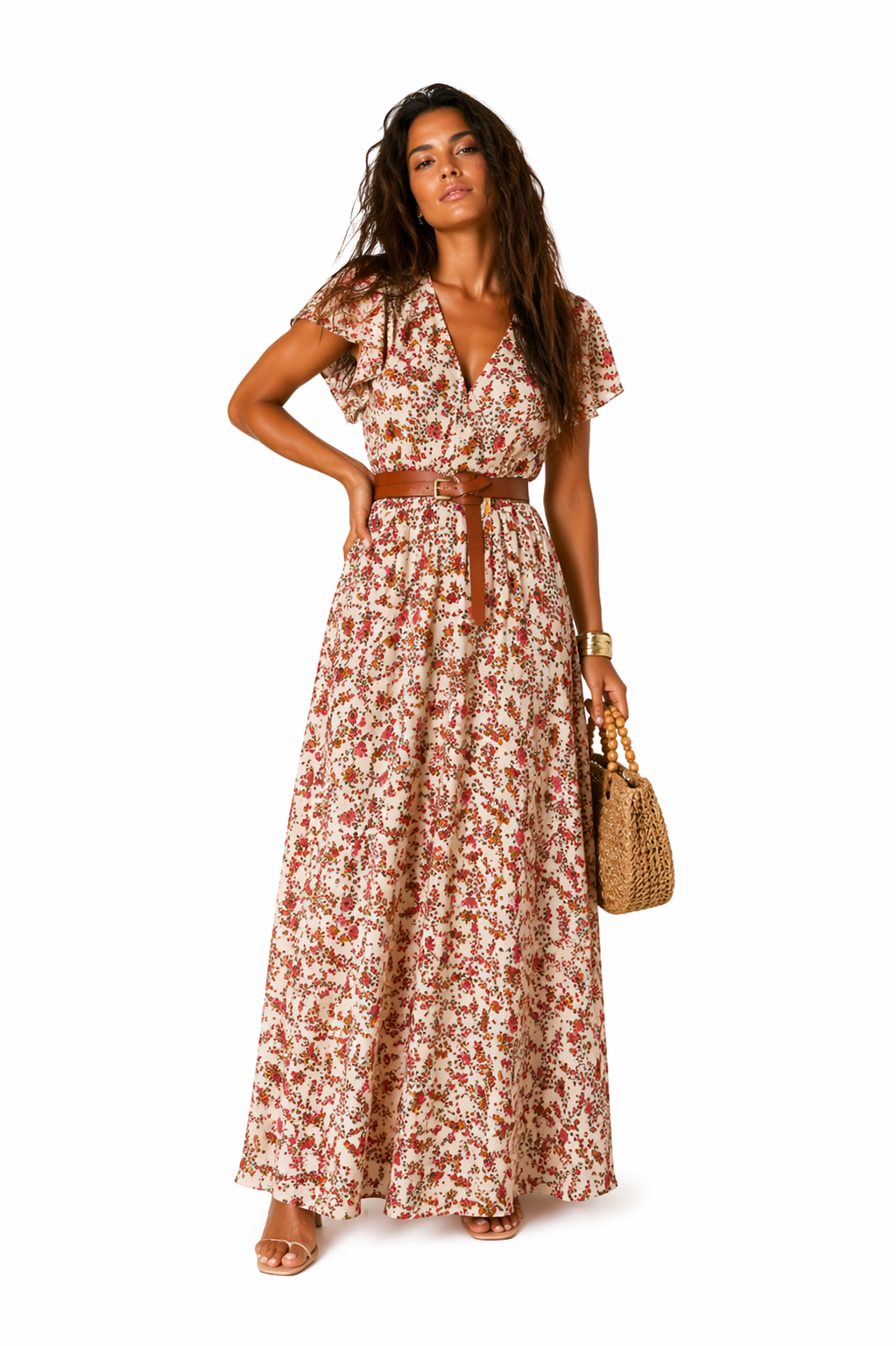 Abito lungo con scollo a V Emma