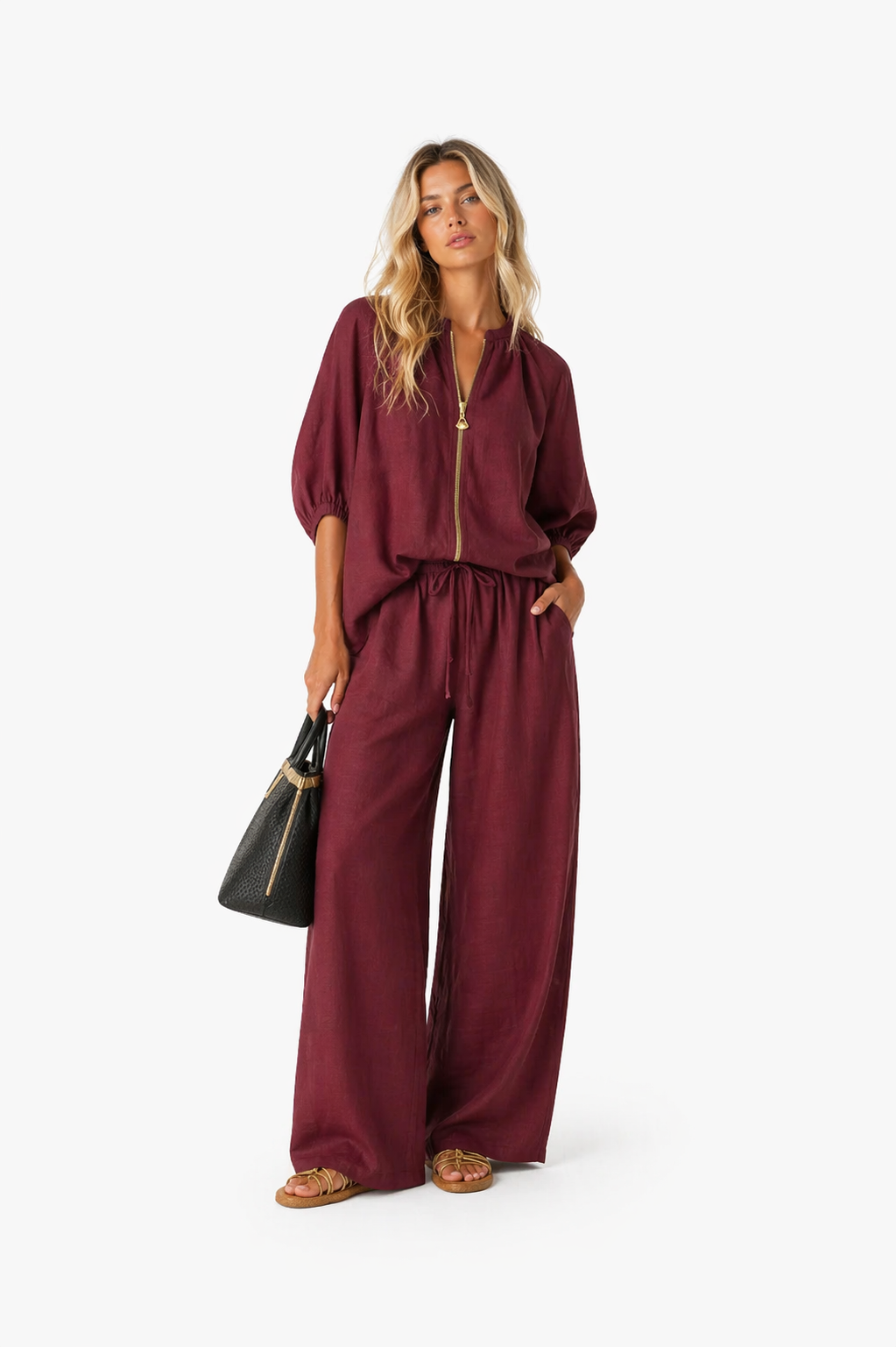 Completo due pezzi: Camicia relaxed fit e pantaloni a gamba larga - Alba