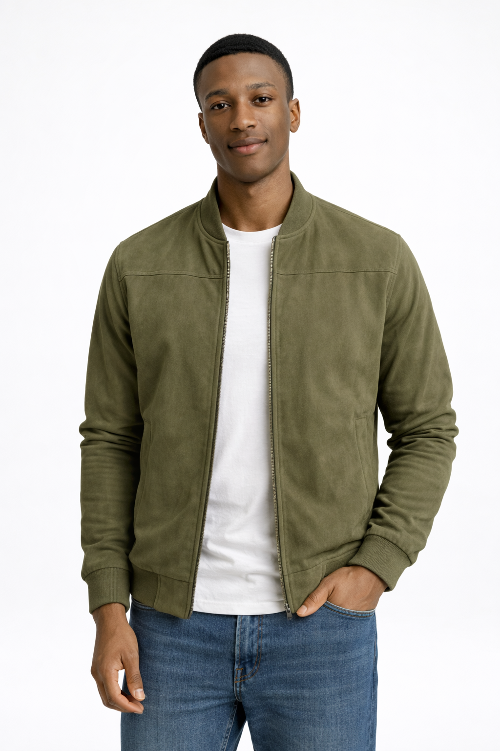 Giubbotto bomber in pelle scamosciata Stile