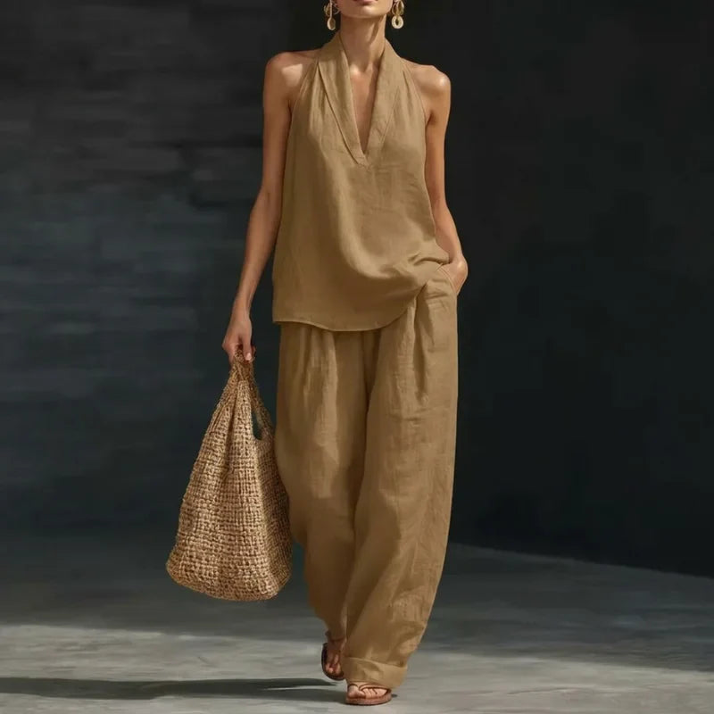 Completo due pezzi con texture in lino - Ainhoa